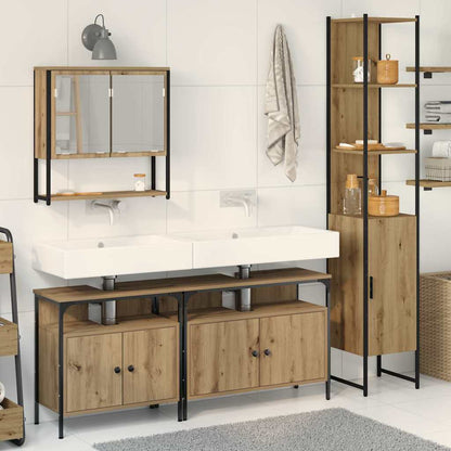 Set di mobili per il bagno con porta 4 pcs rovere artigianale