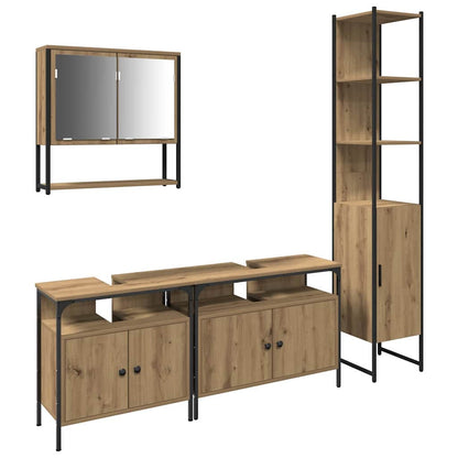Set di mobili per il bagno con porta 4 pcs rovere artigianale