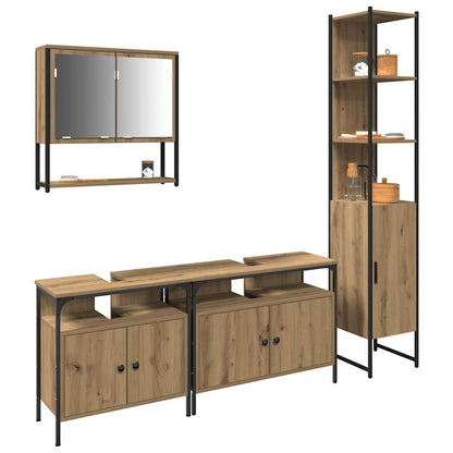 Set di mobili per il bagno con porta 4 pcs rovere artigianale
