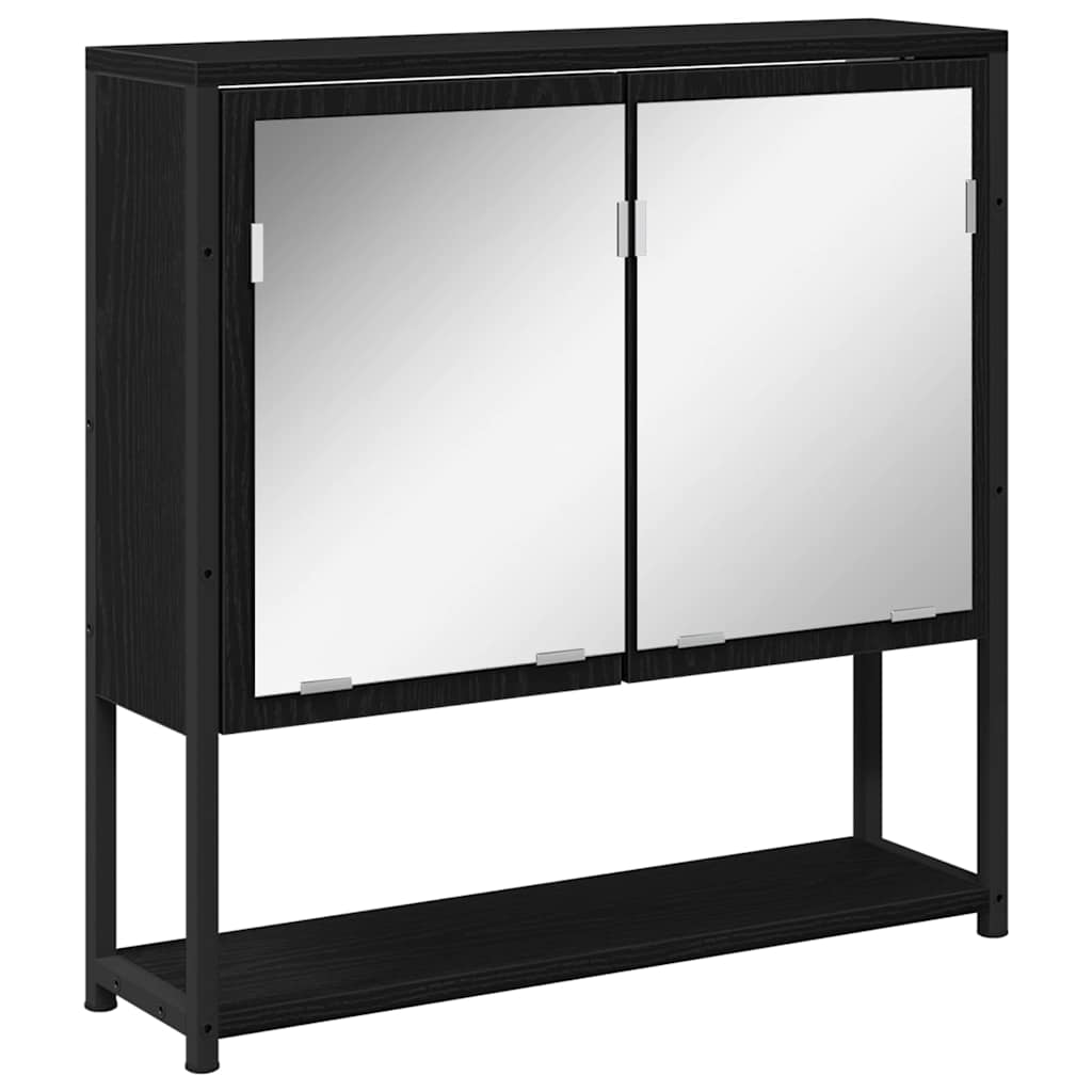 Set di mobili per il bagno 4 pcs Rovere Nero Legno multistrato