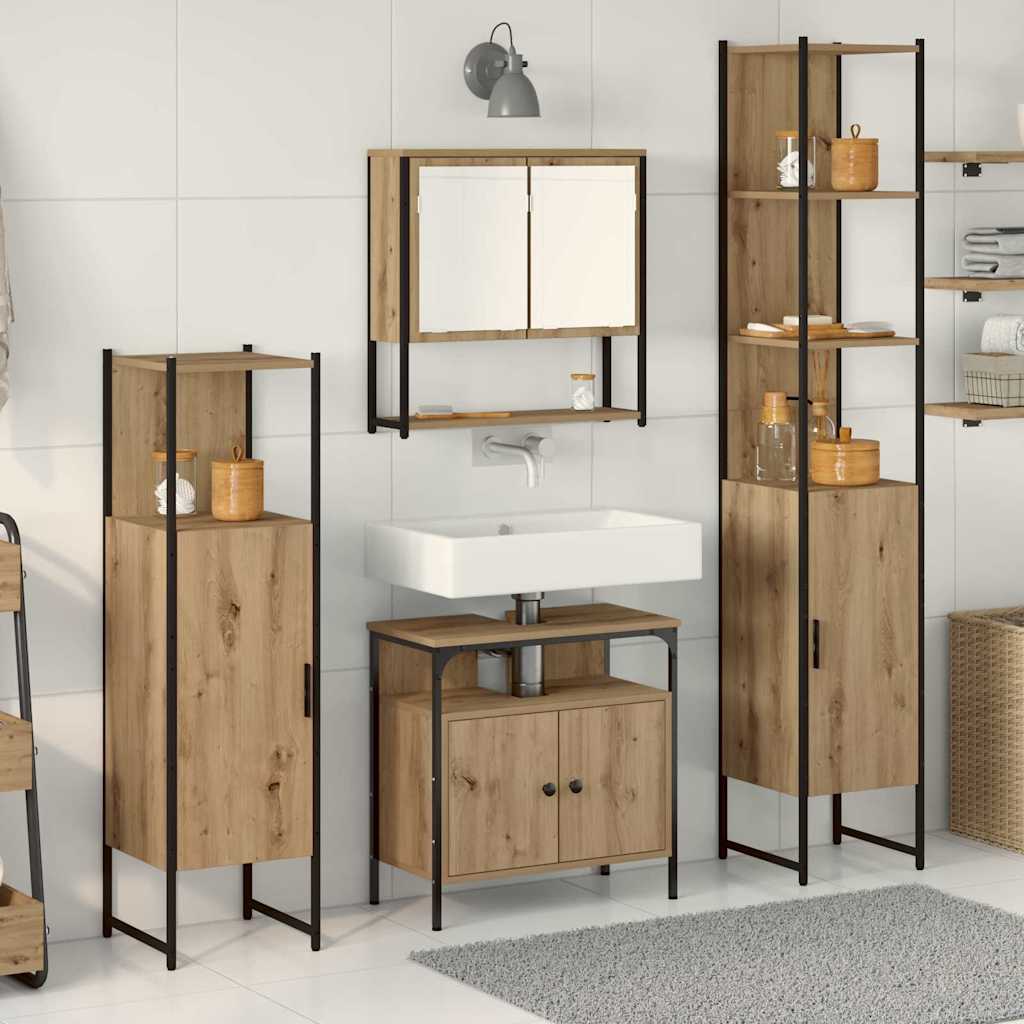 Set di mobili per il bagno con porta 4 pcs rovere artigianale