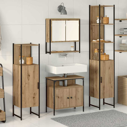 Set di mobili per il bagno con porta 4 pcs rovere artigianale
