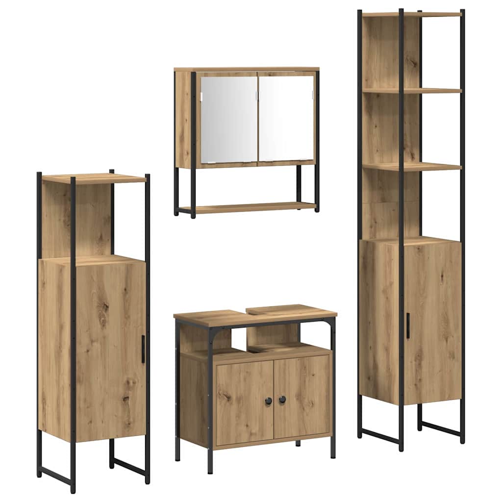 Set di mobili per il bagno con porta 4 pcs rovere artigianale