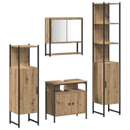 Set di mobili per il bagno con porta 4 pcs rovere artigianale