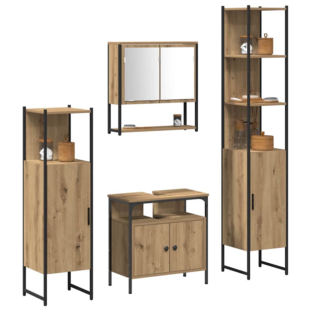 Set di mobili per il bagno con porta 4 pcs rovere artigianale