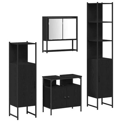 Set di mobili per il bagno 4 pcs Rovere Nero Legno multistrato