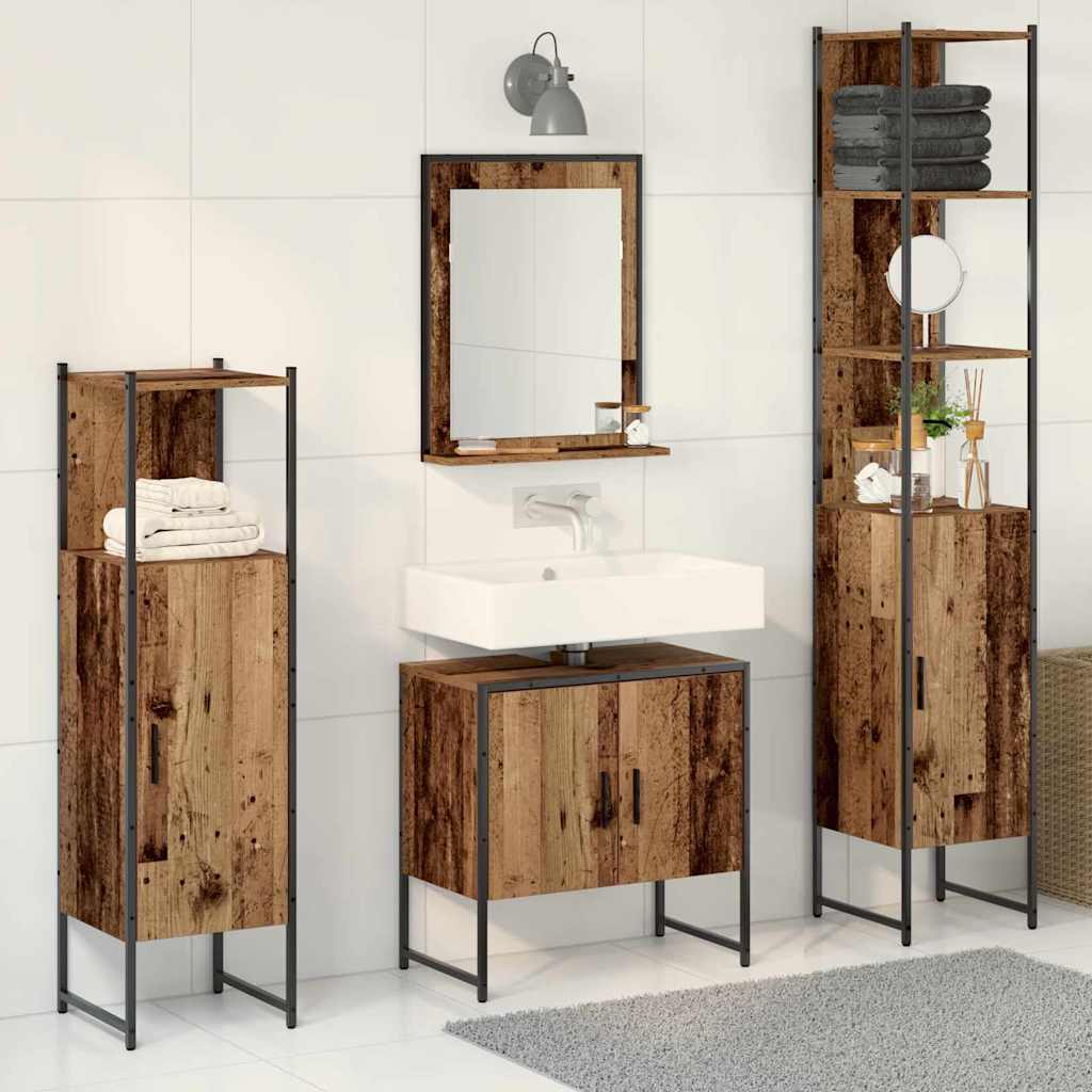 Set di mobili per il bagno 4 pcs Marrone 33 x 33 x 185.5 cm