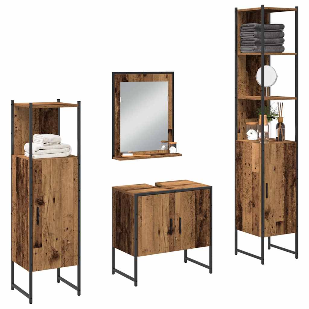 Set di mobili per il bagno 4 pcs Marrone 33 x 33 x 185.5 cm