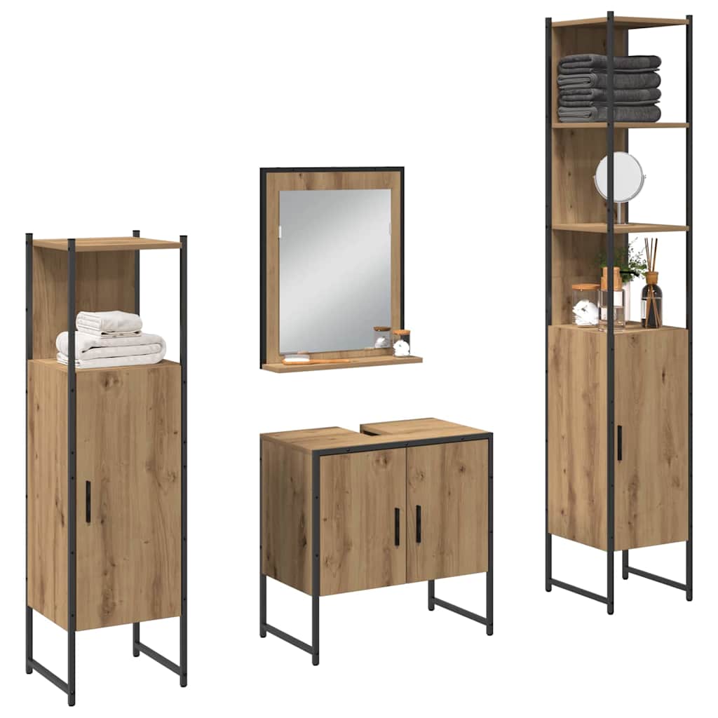 Set di mobili per il bagno 4 pcs Marrone 33 x 33 x 185.5 cm
