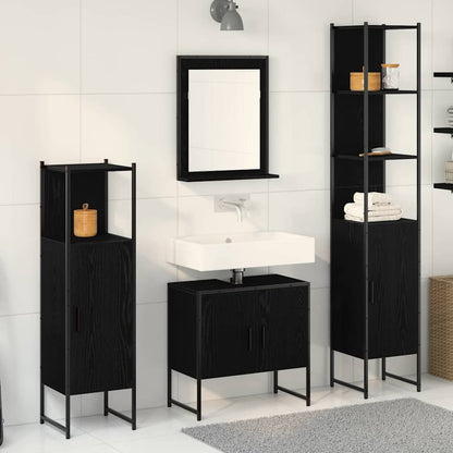 Set di mobili per il bagno 4 pcs Nero Legno multistrato