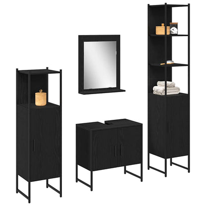 Set di mobili per il bagno 4 pcs Nero Legno multistrato