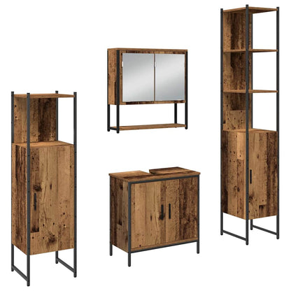 Set di mobili per il bagno 4 pcs Marrone 33 x 33 x 185.5 cm