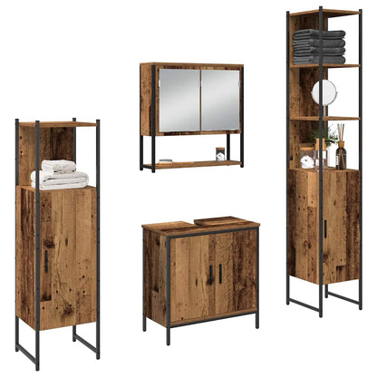 Set di mobili per il bagno 4 pcs Marrone 33 x 33 x 185.5 cm