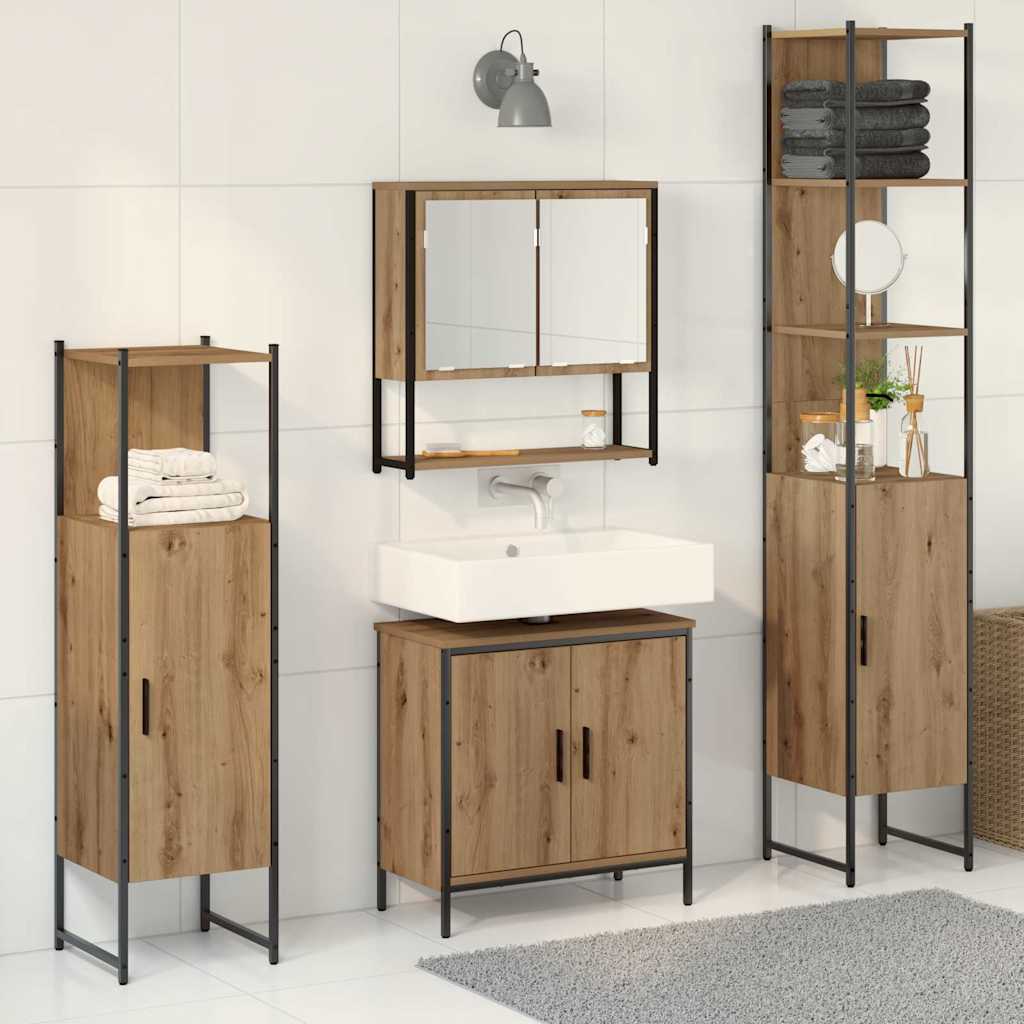 Set di mobili per il bagno 4 pcs Marrone Legno multistrato