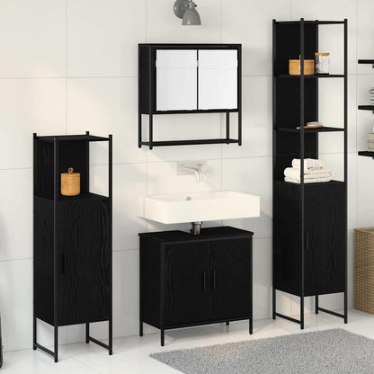 Set di mobili per il bagno 4 pcs Nero Legno multistrato