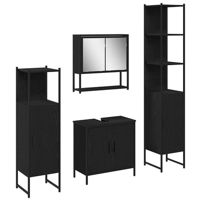 Set di mobili per il bagno 4 pcs Nero Legno multistrato