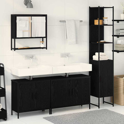 Set di mobili per il bagno 4 pcs Nero Legno multistrato