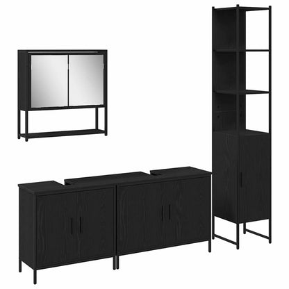Set di mobili per il bagno 4 pcs Nero Legno multistrato