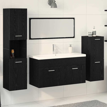 Set di mobili per il bagno 4 pcs Rovere Nero Legno multistrato
