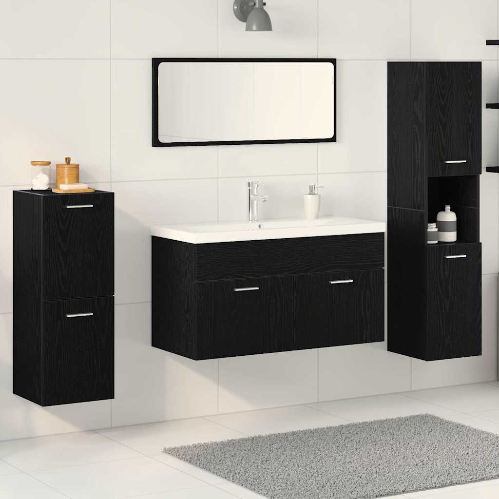 Set di mobili per il bagno 5 pcs Rovere Nero Legno multistrato