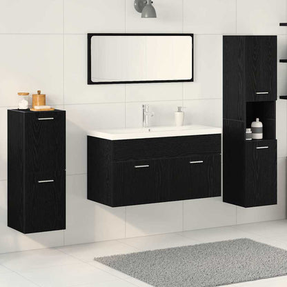 Set di mobili per il bagno 5 pcs Rovere Nero Legno multistrato
