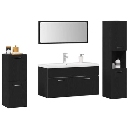 Set di mobili per il bagno 5 pcs Rovere Nero Legno multistrato