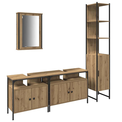 Set di mobili per il bagno con porta 4 pcs rovere artigianale