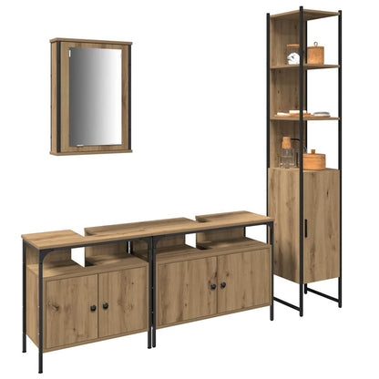 Set di mobili per il bagno con porta 4 pcs rovere artigianale