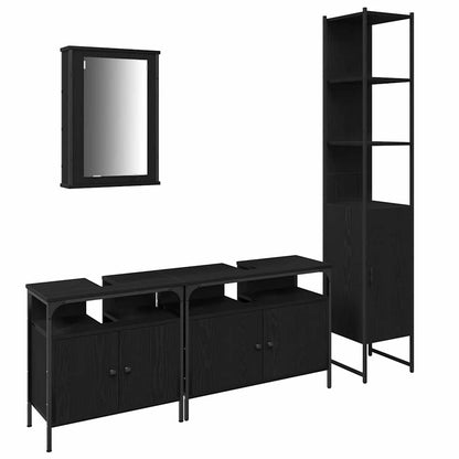 Set di mobili per il bagno 4 pcs Rovere Nero Legno multistrato