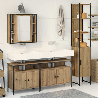 Set di mobili per il bagno con porta 4 pcs rovere artigianale