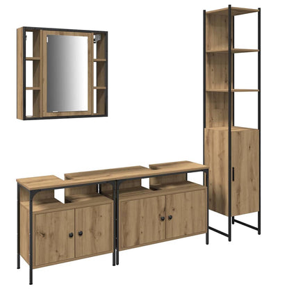 Set di mobili per il bagno con porta 4 pcs rovere artigianale