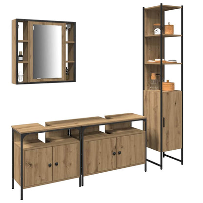 Set di mobili per il bagno con porta 4 pcs rovere artigianale