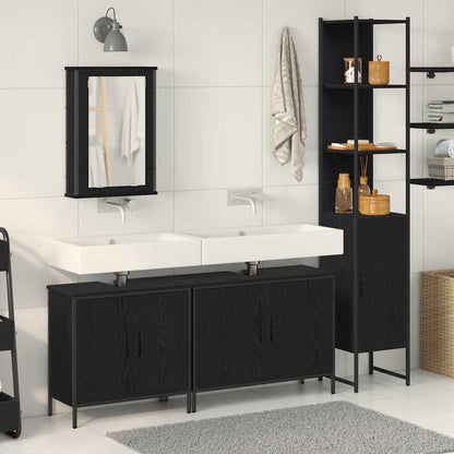 Set di mobili per il bagno 4 pcs Nero Legno multistrato