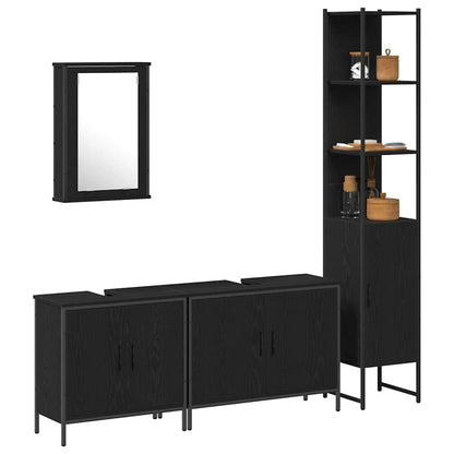 Set di mobili per il bagno 4 pcs Nero Legno multistrato