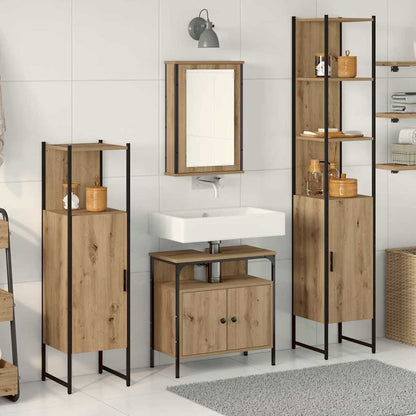 Set di mobili per il bagno con porta 4 pcs rovere artigianale