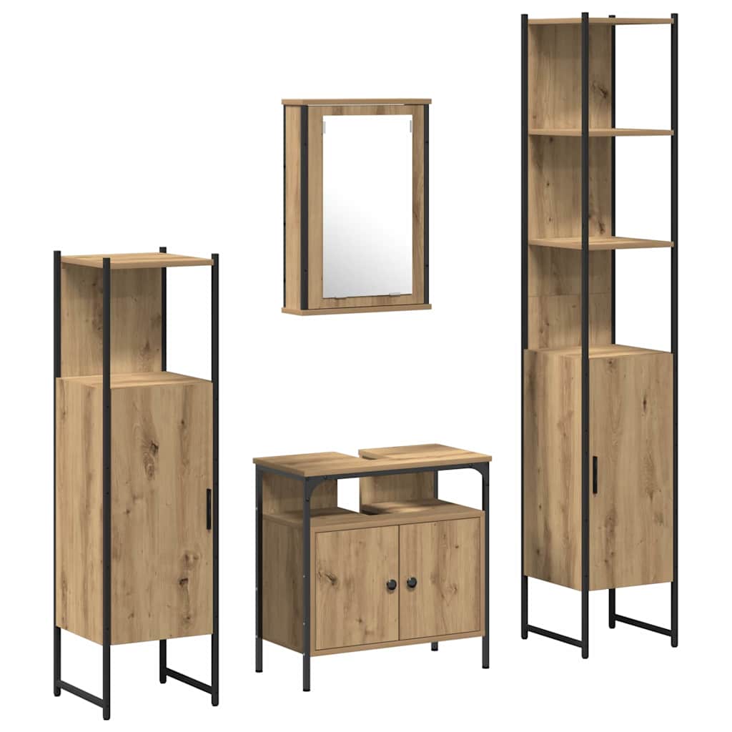 Set di mobili per il bagno con porta 4 pcs rovere artigianale