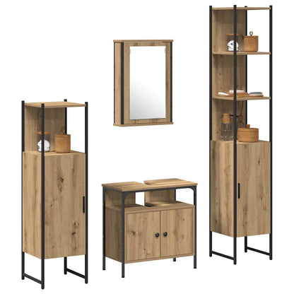 Set di mobili per il bagno con porta 4 pcs rovere artigianale