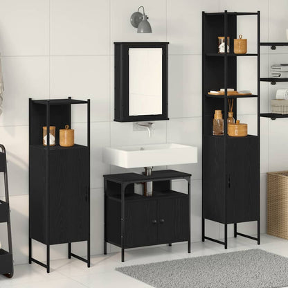 Set di mobili per il bagno 4 pcs Rovere Nero Legno multistrato
