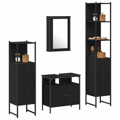 Set di mobili per il bagno 4 pcs Rovere Nero Legno multistrato