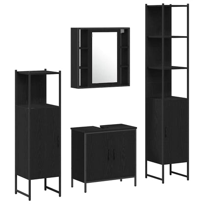Set di mobili per il bagno 4 pcs Nero Legno multistrato