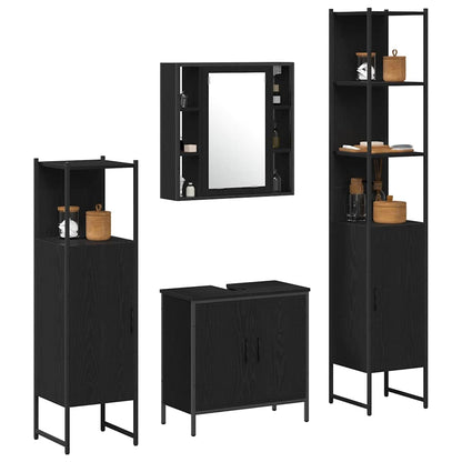 Set di mobili per il bagno 4 pcs Nero Legno multistrato