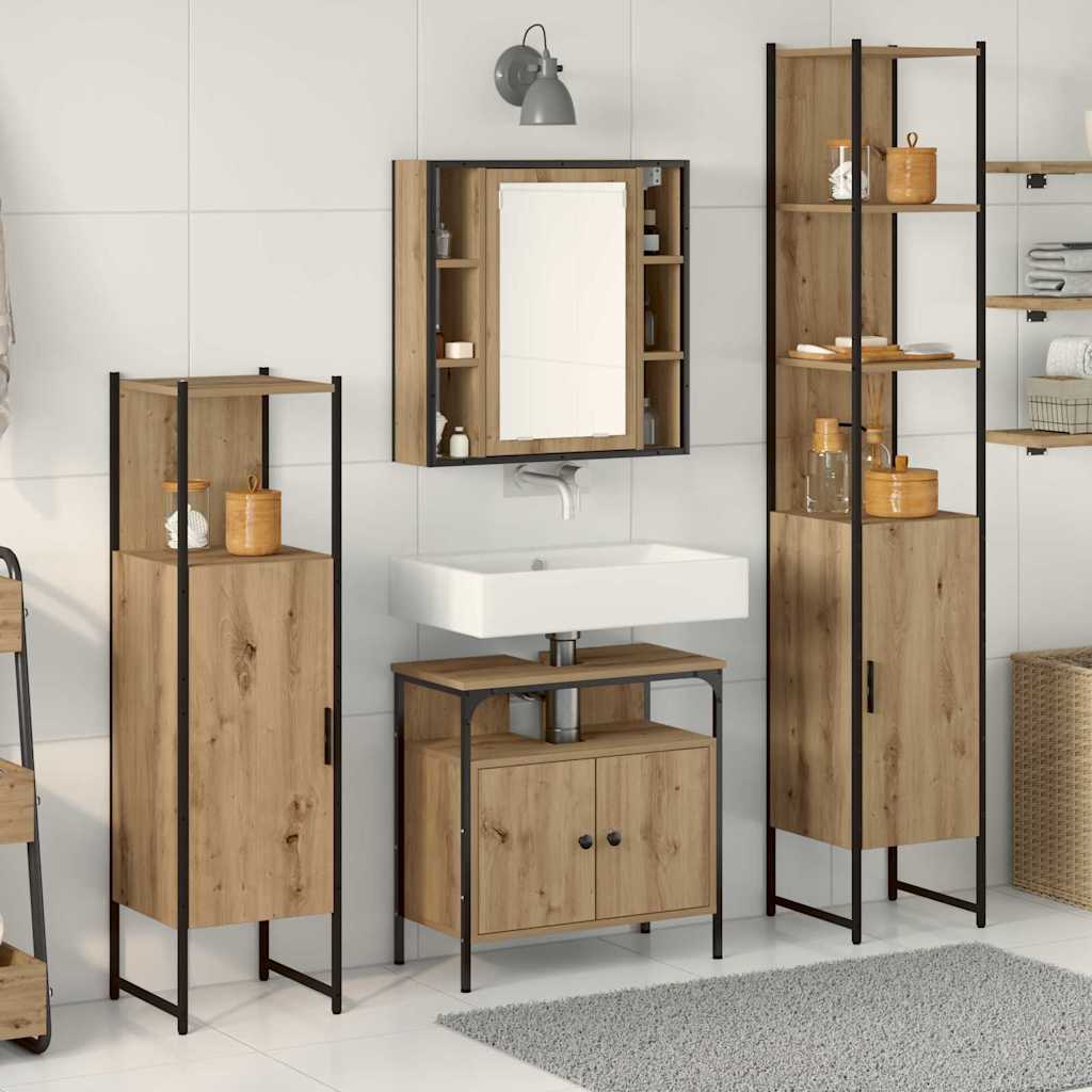 Set di mobili per il bagno con porta 4 pcs rovere artigianale