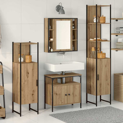 Set di mobili per il bagno con porta 4 pcs rovere artigianale