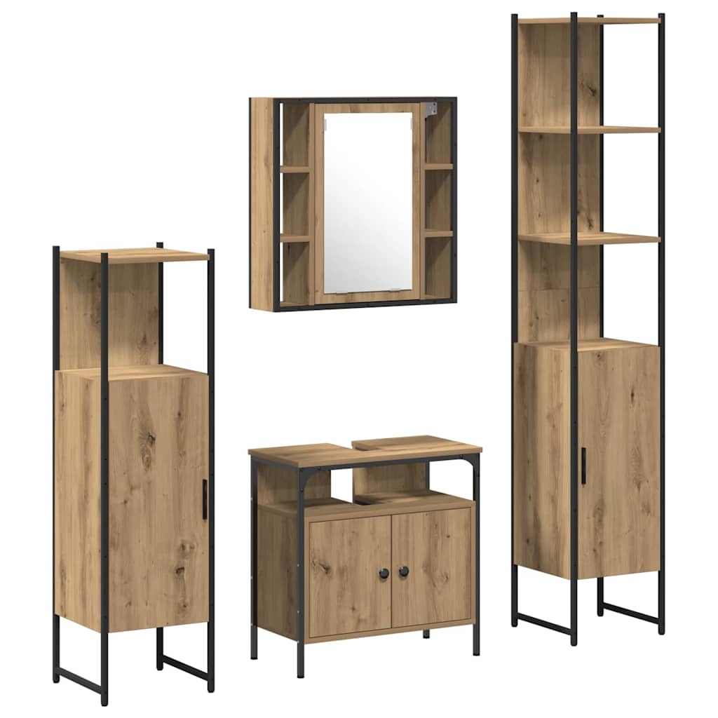 Set di mobili per il bagno con porta 4 pcs rovere artigianale