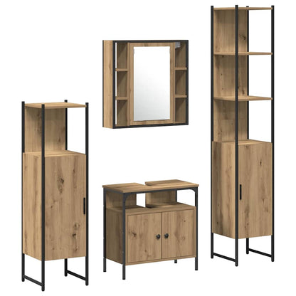 Set di mobili per il bagno con porta 4 pcs rovere artigianale