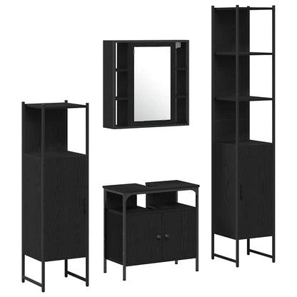 Set di mobili per il bagno 4 pcs Rovere Nero Legno multistrato