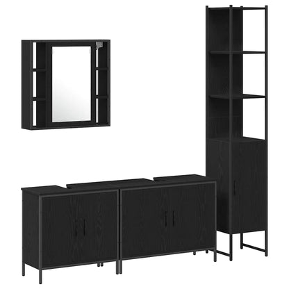 Set di mobili per il bagno 4 pcs Nero Legno multistrato
