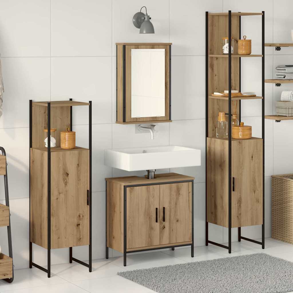 Set di mobili per il bagno 4 pcs Marrone Legno multistrato