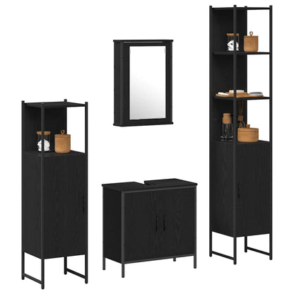 Set di mobili per il bagno 4 pcs Nero Legno multistrato