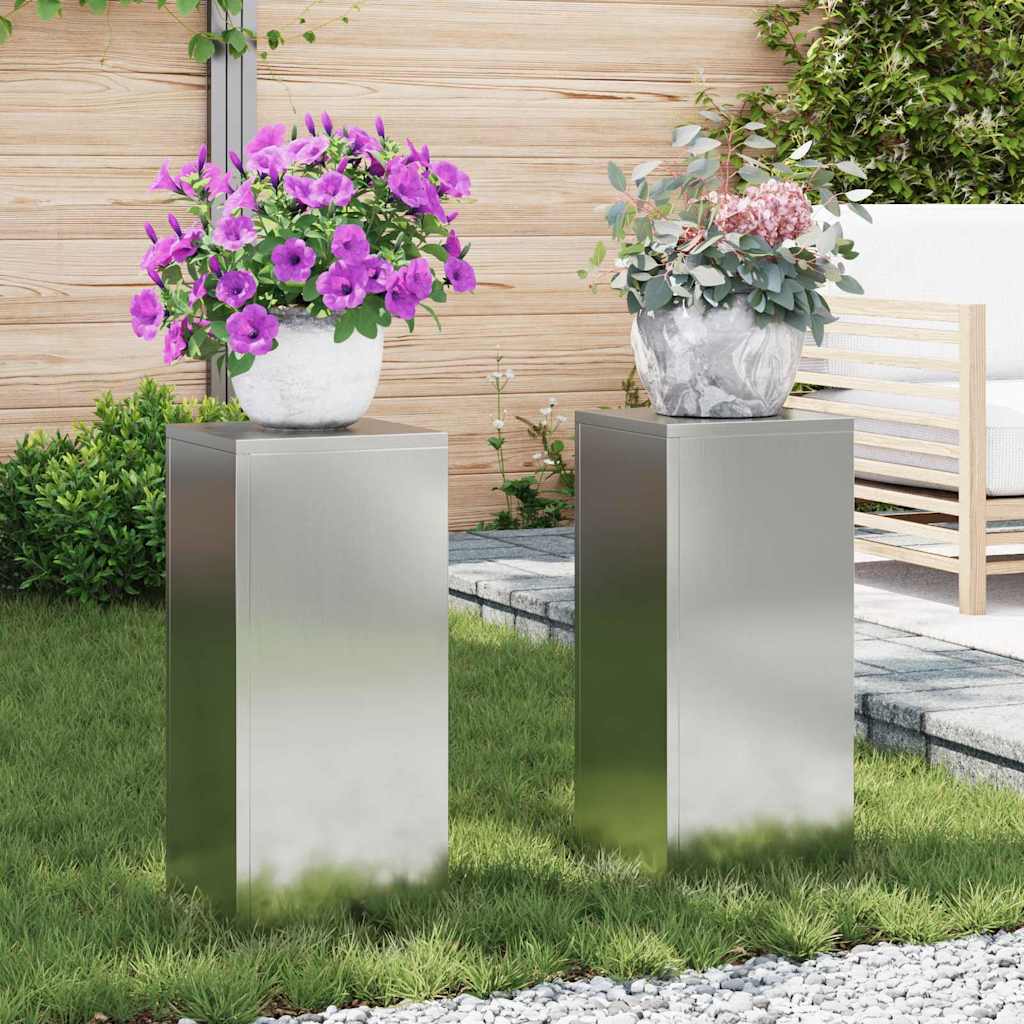 Supporto per piante 2 pcs Argento 24 x 24 x 55 cm